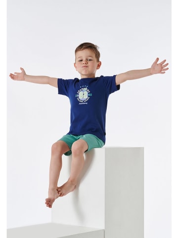 Schiesser Pyjama blauw/mintgroen