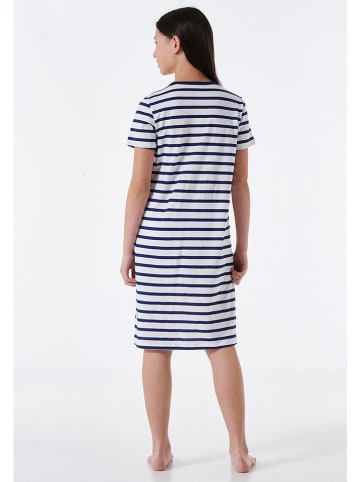 Schiesser Nachthemd donkerblauw/wit