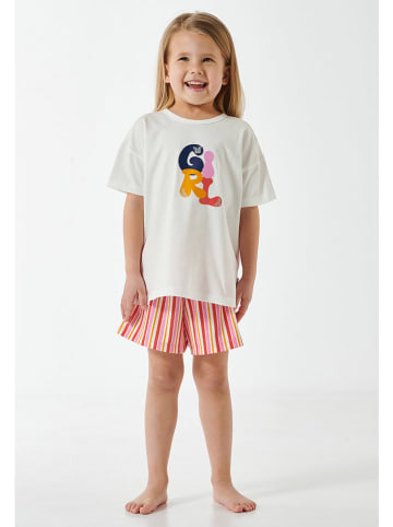 Schiesser Pyjama wit/lichtroze