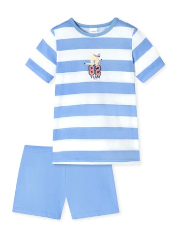 Schiesser Pyjama in Dunkelblau/ weiß