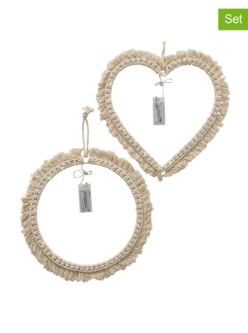 Boltze 2-delige set: decoratieve ledhangers "Wilg" lichtbruin - (H)35 cm