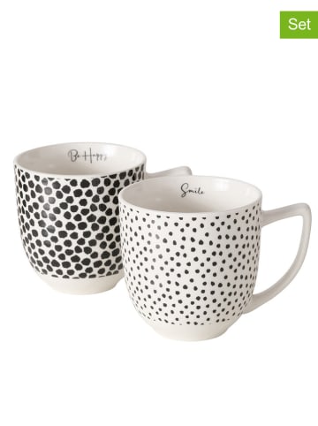 Boltze 2-delige set: mokken "Joona" wit/zwart - 400 ml