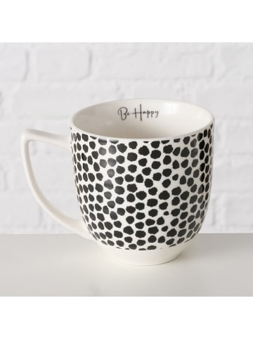 Boltze 2-delige set: mokken "Joona" wit/zwart - 400 ml