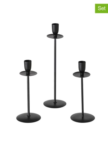 Boltze 3er-Set: Kerzenleuchter "Chesil" in Schwarz