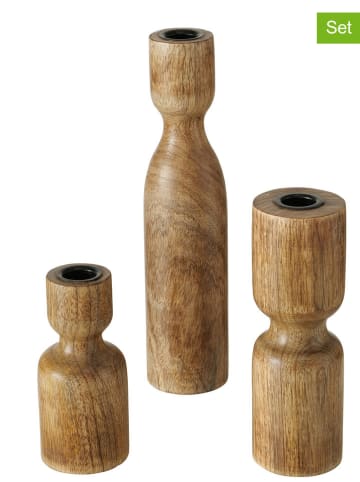 Boltze Świeczniki (3 szt.) "Szura" w kolorze jasnobrązowym