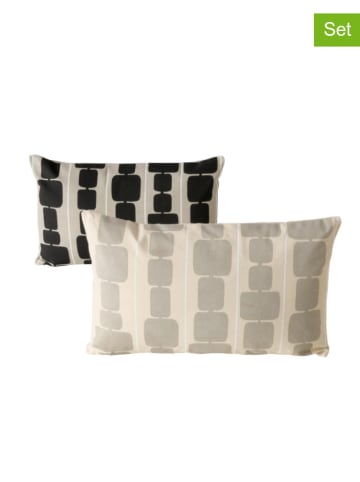 Boltze 2er-Set: Kissen "Edgy" in Beige/ Schwarz - (L)50 x (B)30 cm