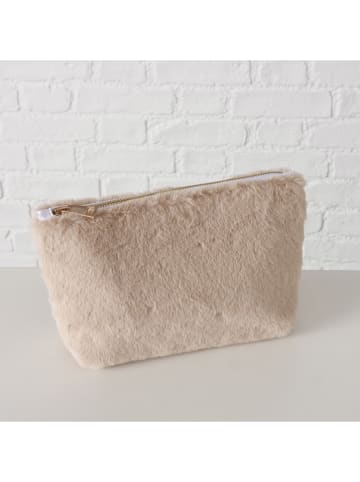 Boltze 2er-Set: Kulturbeutel "Furry" in Creme/ Beige - (L)26,7 x (B)16,4 cm