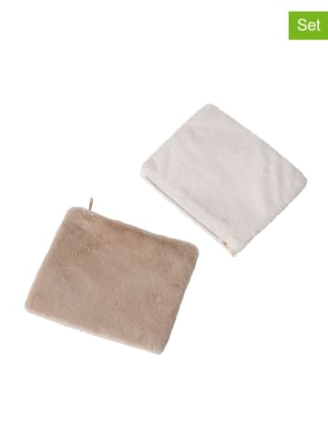 Boltze 2-delige set: toilettassen "Furry" crème/beige - (L)26,8 x (B)27,1 cm