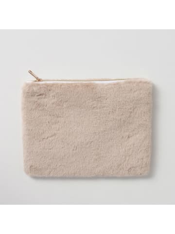 Boltze 2-delige set: toilettassen "Furry" crème/beige - (L)26,8 x (B)27,1 cm