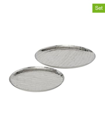 Boltze 2-delige set: decoratieve dienbladen "Passia" zilverkleurig