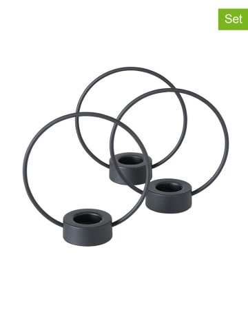 Boltze 3-delige set: theelichthouders "Rumba" zwart - (H)20 cm