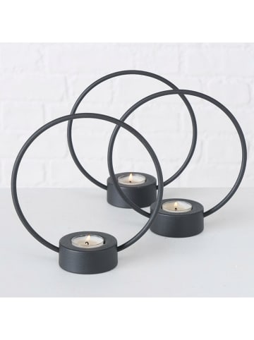 Boltze 3-delige set: theelichthouders "Rumba" zwart - (H)20 cm