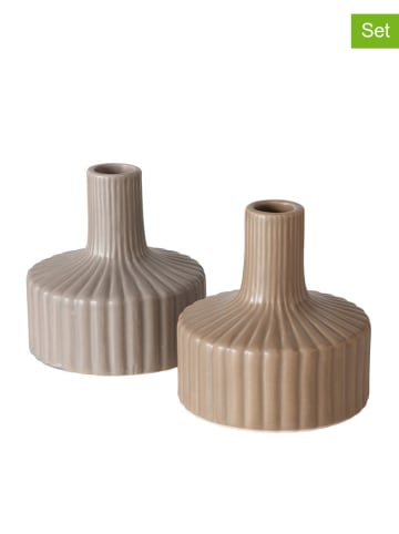 Boltze 2-delige set: vazen "Libelly" beige/crème - (H)11 x Ø 10,5 cm