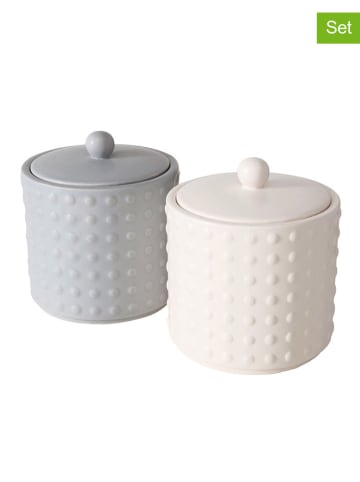 Boltze 2-delige set: voorraadpotten "Marana" lichtroze/geel - (H)12 cm