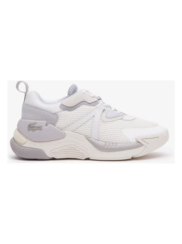Lacoste Leder-Sneakers in Creme/ Grau