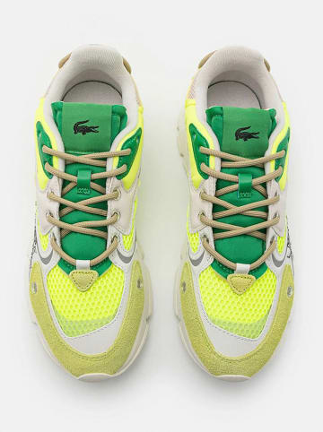 Lacoste Skórzane sneakersy w kolorze zielono-żółtym