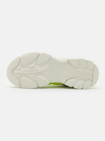 Lacoste Skórzane sneakersy w kolorze zielono-żółtym