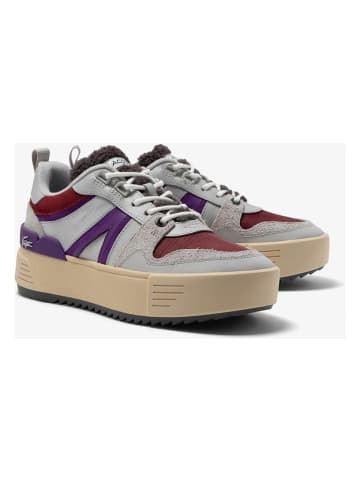 Lacoste Skórzane sneakersy w kolorze szaro-czerwonym