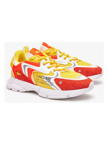 Lacoste Skórzane sneakersy w kolorze pomarańczowo-żółtym