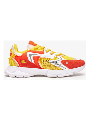 Lacoste Skórzane sneakersy w kolorze pomarańczowo-żółtym