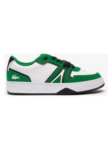 Lacoste Skórzane sneakersy w kolorze biało-zielonym