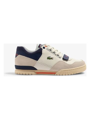 Lacoste Skórzane sneakersy w kolorze kremowo-granatowym