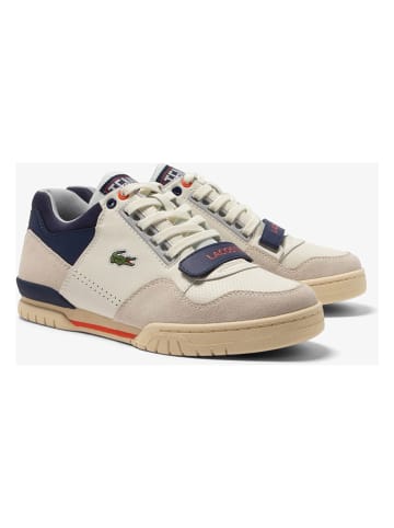 Lacoste Skórzane sneakersy w kolorze kremowo-granatowym