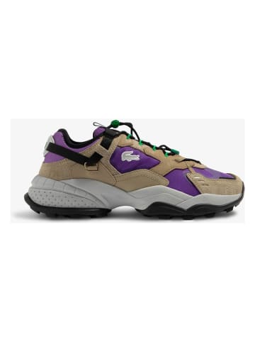 Lacoste Leder-Sneakers in Hellbraun/ Lila