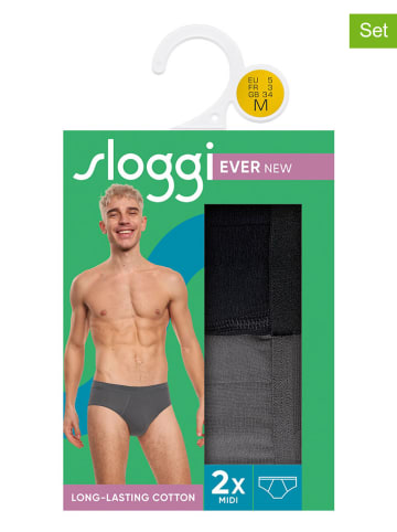 Sloggi 2er-Set: Slips in Schwarz/ Grau