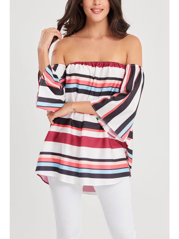 Milan Kiss Bluse in Weiß/ Rot