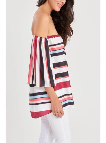 Milan Kiss Bluse in Weiß/ Rot