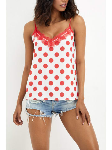 Milan Kiss Top in Creme/ Rot