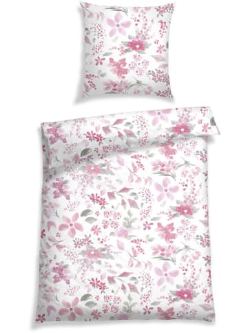 Schiesser Renforcé-Bettwäsche-Set "Fiora" in Weiß/ Rosa