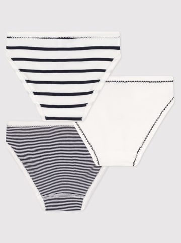 PETIT BATEAU 3er-Set: Slips in Weiß/ Dunkelblau