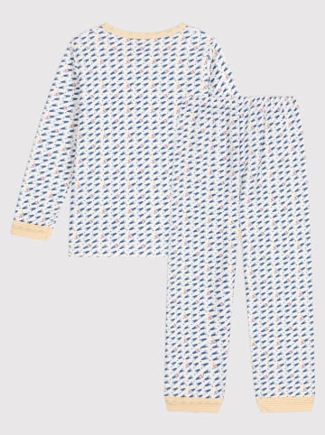 PETIT BATEAU Pyjama in Weiß/ Blau