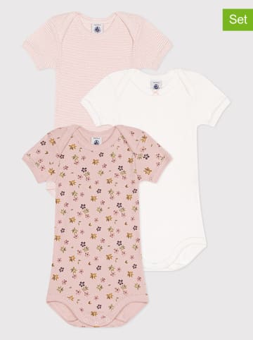 PETIT BATEAU 3er-Set: Bodys in Rosa/ Creme