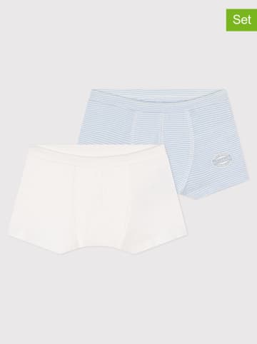 PETIT BATEAU 2er-Set: Boxershorts in Hellblau/ Weiß
