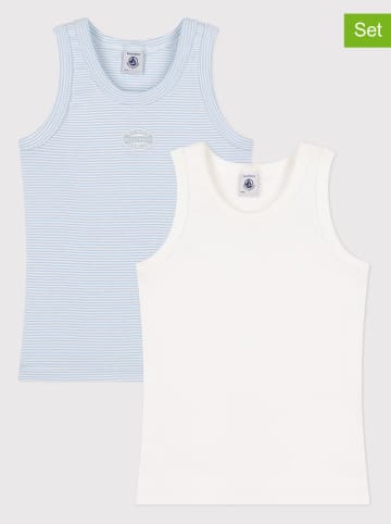 PETIT BATEAU 2-delige set: onderhemden lichtblauw/wit