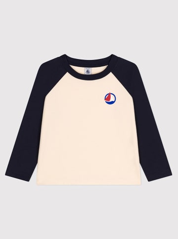 PETIT BATEAU Longsleeve in Creme/ Dunkelblau