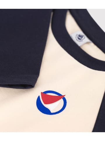 PETIT BATEAU Longsleeve in Creme/ Dunkelblau