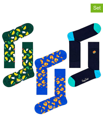 Happy Socks Skarpety (3 pary) w kolorze zielono-czarno-niebieskim