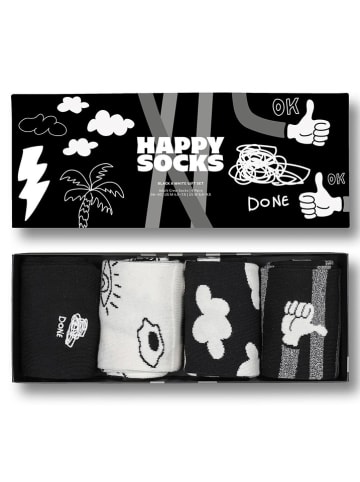 Happy Socks Skarpety (4 pary) w kolorze biało-czarnym
