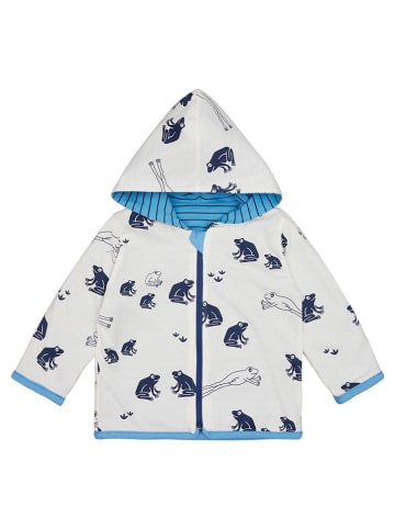 loud + proud Wende-Sweatjacke in Weiß/ Dunkelblau/ Hellblau