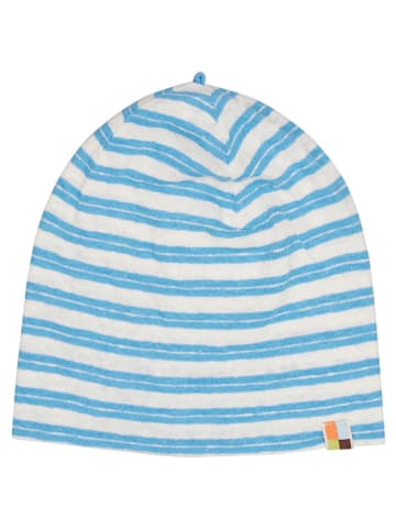 loud + proud Beanie in Weiß/ Hellblau