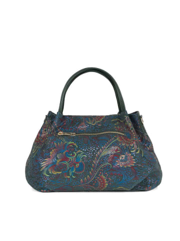 Mia Tomazzi Leren handtas "Gonfalone" groen - (B)24 x (H)21 x (D)13 cm