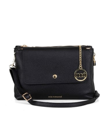 Mia Tomazzi Leder-Umhängetasche "Fonzaso" in Schwarz - (B)24 x (H)16 x (T)8 cm