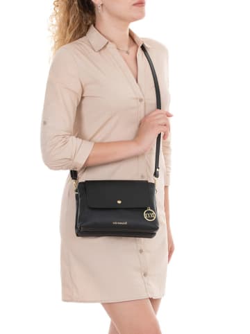 Mia Tomazzi Leren schoudertas "Fonzaso" zwart - (B)24 x (H)16 x (D)8 cm
