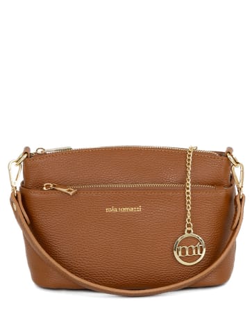 Mia Tomazzi Leder-Schultertasche "Bardolino" in Hellbraun - (B)25 x (H)17 x (T)12 cm