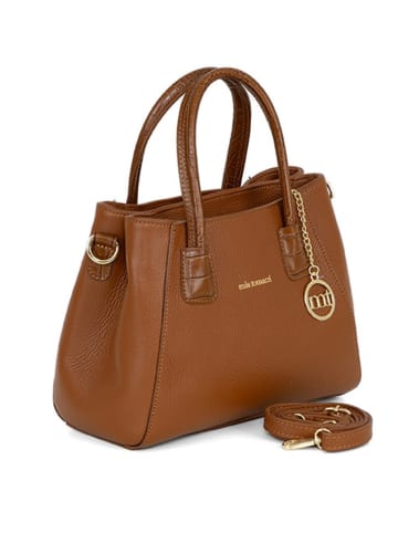 Mia Tomazzi Leder-Henkeltasche "Conchetta" in Hellbraun - (B)28 x (H)11 x (T)15 cm