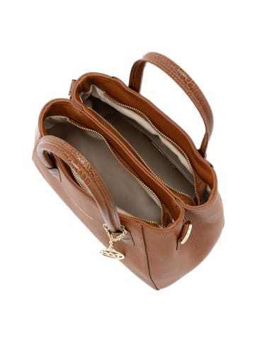 Mia Tomazzi Leder-Henkeltasche "Conchetta" in Hellbraun - (B)28 x (H)11 x (T)15 cm